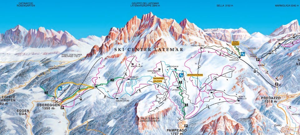 Ski map of Obereggen